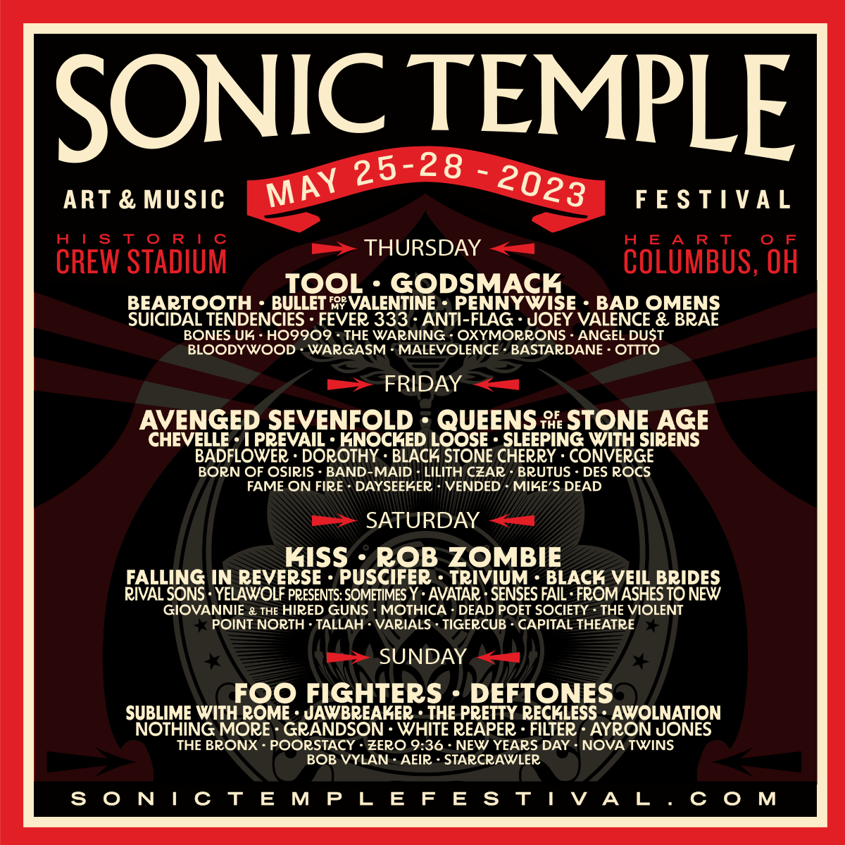 Sonic Temple Art & Music Festival: Tool, Avenged Sevenfold, Kiss & Foo Fighters - 4 Day Pass at Nothing More Concert